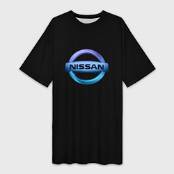 Футболка женская длинная Nissan logo neon, цвет: 3D-принт