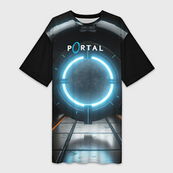 Футболка женская длинная Portal logo game, цвет: 3D-принт