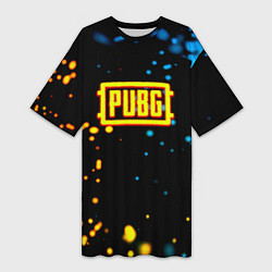 Женская длинная футболка PUBG огненное лого