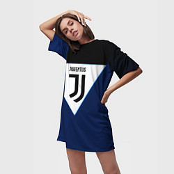 Футболка женская длинная Juventus sport geometry color, цвет: 3D-принт — фото 2