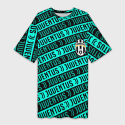 Женская длинная футболка Juventus pattern logo steel