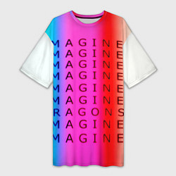 Женская длинная футболка Imagine Dragons neon rock