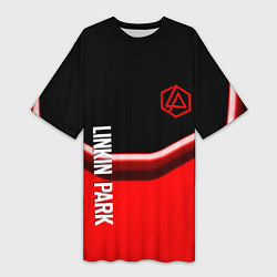 Женская длинная футболка Linkin park geometry line steel