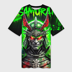 Футболка женская длинная Samurai green, цвет: 3D-принт