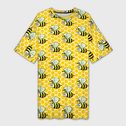 Женская длинная футболка Пчелиный паттерн