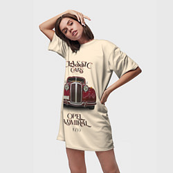 Футболка женская длинная Классические автомобили Opel, цвет: 3D-принт — фото 2