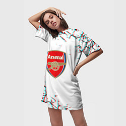 Футболка женская длинная Arsenal fc текстура, цвет: 3D-принт — фото 2