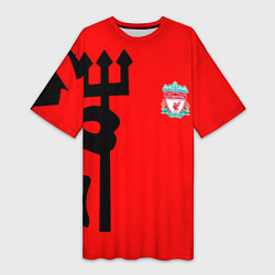 Футболка женская длинная Liverpool fc sport steel, цвет: 3D-принт