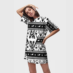 Футболка женская длинная The Elder Scrolls winter deer pattern, цвет: 3D-принт — фото 2