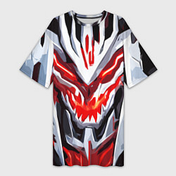Футболка женская длинная Абстрактный красный кибер демон, цвет: 3D-принт