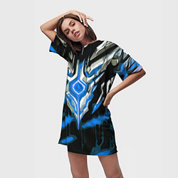 Футболка женская длинная Абстрактная синяя руна, цвет: 3D-принт — фото 2