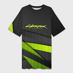 Женская длинная футболка Cyberpunk 2077 stripes line