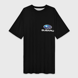 Футболка женская длинная Subaru logo auto, цвет: 3D-принт