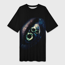 Футболка женская длинная Глаз из фильма субстанция, цвет: 3D-принт