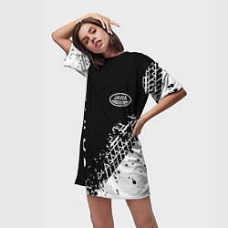 Футболка женская длинная Jawa - следы от шин, цвет: 3D-принт — фото 2