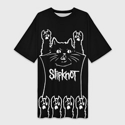 Футболка женская длинная Slipknot: cat rock, цвет: 3D-принт