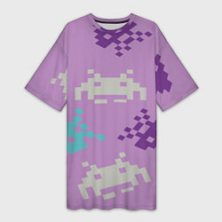 Футболка женская длинная Пиксели, цвет: 3D-принт