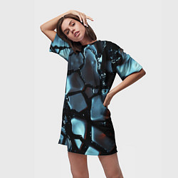 Футболка женская длинная The liquid substance is grey, цвет: 3D-принт — фото 2