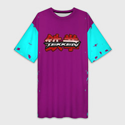 Футболка женская длинная Tekken краски неон, цвет: 3D-принт