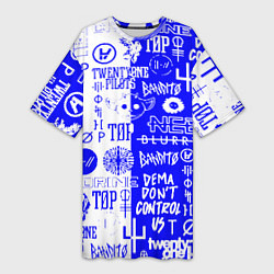 Футболка женская длинная Twenty one pilots лого, цвет: 3D-принт