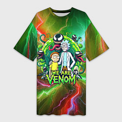Футболка женская длинная Рик и Морти - мы Веном мем, цвет: 3D-принт