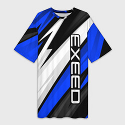 Футболка женская длинная Exeed - blue sport, цвет: 3D-принт