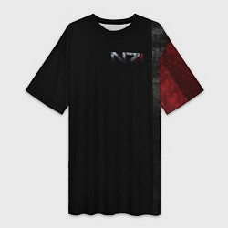 Футболка женская длинная Shepard N7 - темный, цвет: 3D-принт