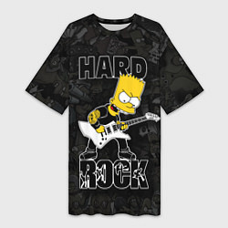 Футболка женская длинная Hard Rock барт симпсон, цвет: 3D-принт