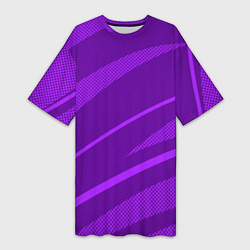 Футболка женская длинная Фиолетовый однотонный абстракция с полосой, цвет: 3D-принт