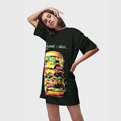 Футболка женская длинная Все дуреют с этого фастфуда, цвет: 3D-принт — фото 2