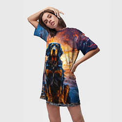 Футболка женская длинная Сеттер в космосе, цвет: 3D-принт — фото 2