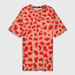 Футболка женская длинная Сердца любви, цвет: 3D-принт