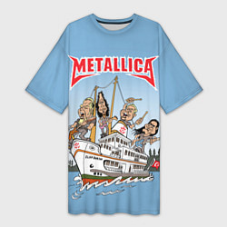 Футболка женская длинная Metallica - on the ship, цвет: 3D-принт