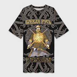 Футболка женская длинная Боевая Русь русский богатырь, цвет: 3D-принт