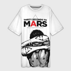 Футболка женская длинная 30 Seconds to Mars - poster, цвет: 3D-принт