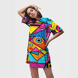 Футболка женская длинная Кислая геометрия, цвет: 3D-принт — фото 2