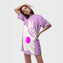 Футболка женская длинная Вишневый коллаж, цвет: 3D-принт — фото 2