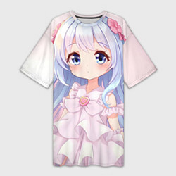 Футболка женская длинная Аниме в стиле каваи, цвет: 3D-принт