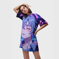 Футболка женская длинная Влюбленный в музыку, цвет: 3D-принт — фото 2