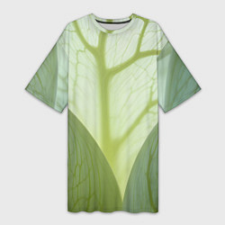 Футболка женская длинная Макро съемка листа, цвет: 3D-принт