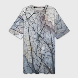 Футболка женская длинная Прожилки листьев, цвет: 3D-принт