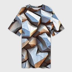 Футболка женская длинная Каменно металлическая абстракция, цвет: 3D-принт
