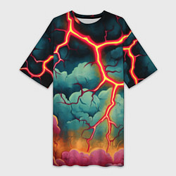 Женская длинная футболка Молнии в виде разлома