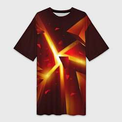 Футболка женская длинная Трехмерный взрыв неоновых плит абстракция, цвет: 3D-принт