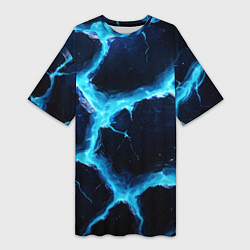 Женская длинная футболка Голубая потертая текстура с разломом