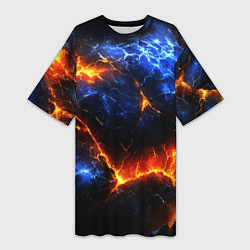 Футболка женская длинная Лада и лед в разломе плит, цвет: 3D-принт