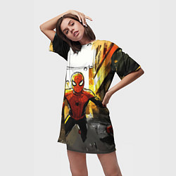 Футболка женская длинная Бегущий человек - паук, цвет: 3D-принт — фото 2