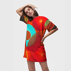 Футболка женская длинная Оптическая абстракция с кругами, цвет: 3D-принт — фото 2