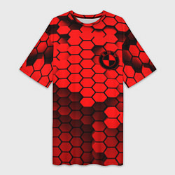 Футболка женская длинная BMW карбоновая абстракция, цвет: 3D-принт