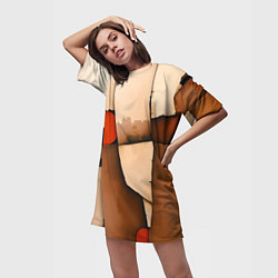 Футболка женская длинная Фрагментированная композиция, цвет: 3D-принт — фото 2